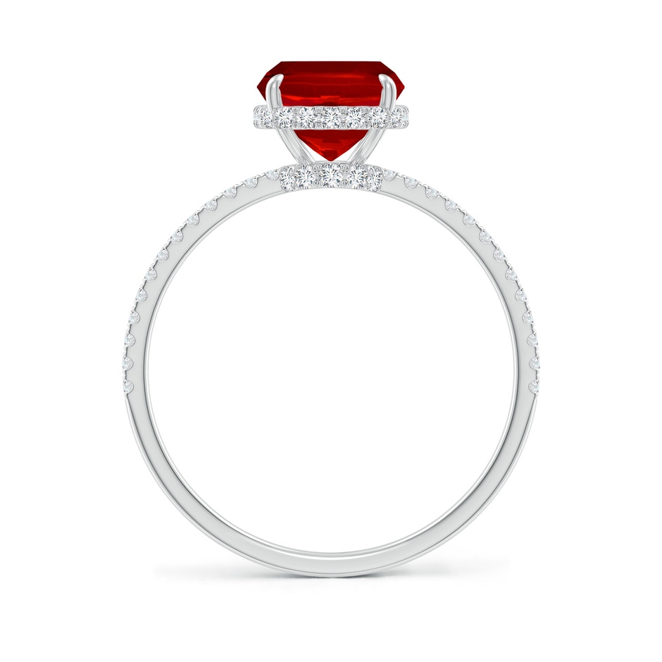 9x7mm Labgrown Lab-Grown Thin Shank Cushion Ruby Ring with Lab Diamond Accents in White Gold side 199