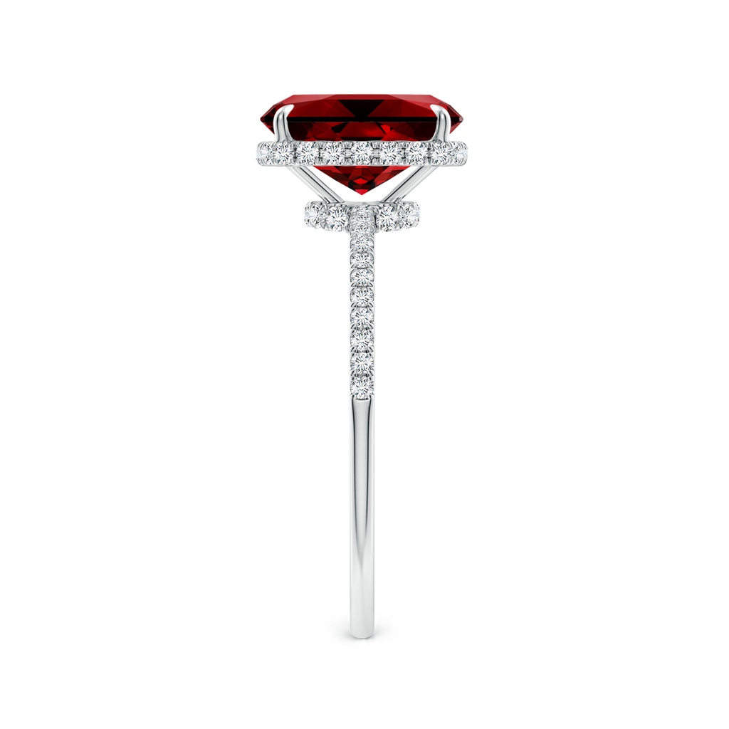 9x7mm Labgrown Lab-Grown Thin Shank Cushion Ruby Ring with Diamond Accents in White Gold Side 299