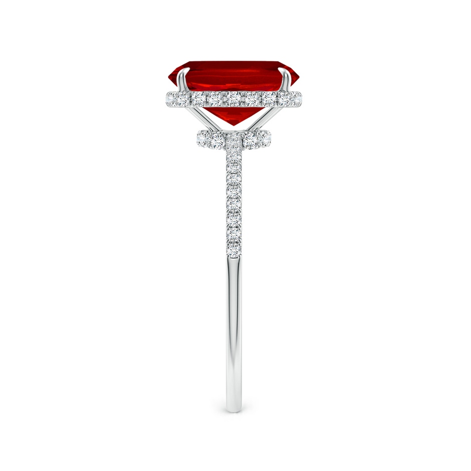 9x7mm Labgrown Lab-Grown Thin Shank Cushion Ruby Ring with Lab Diamond Accents in White Gold side 299