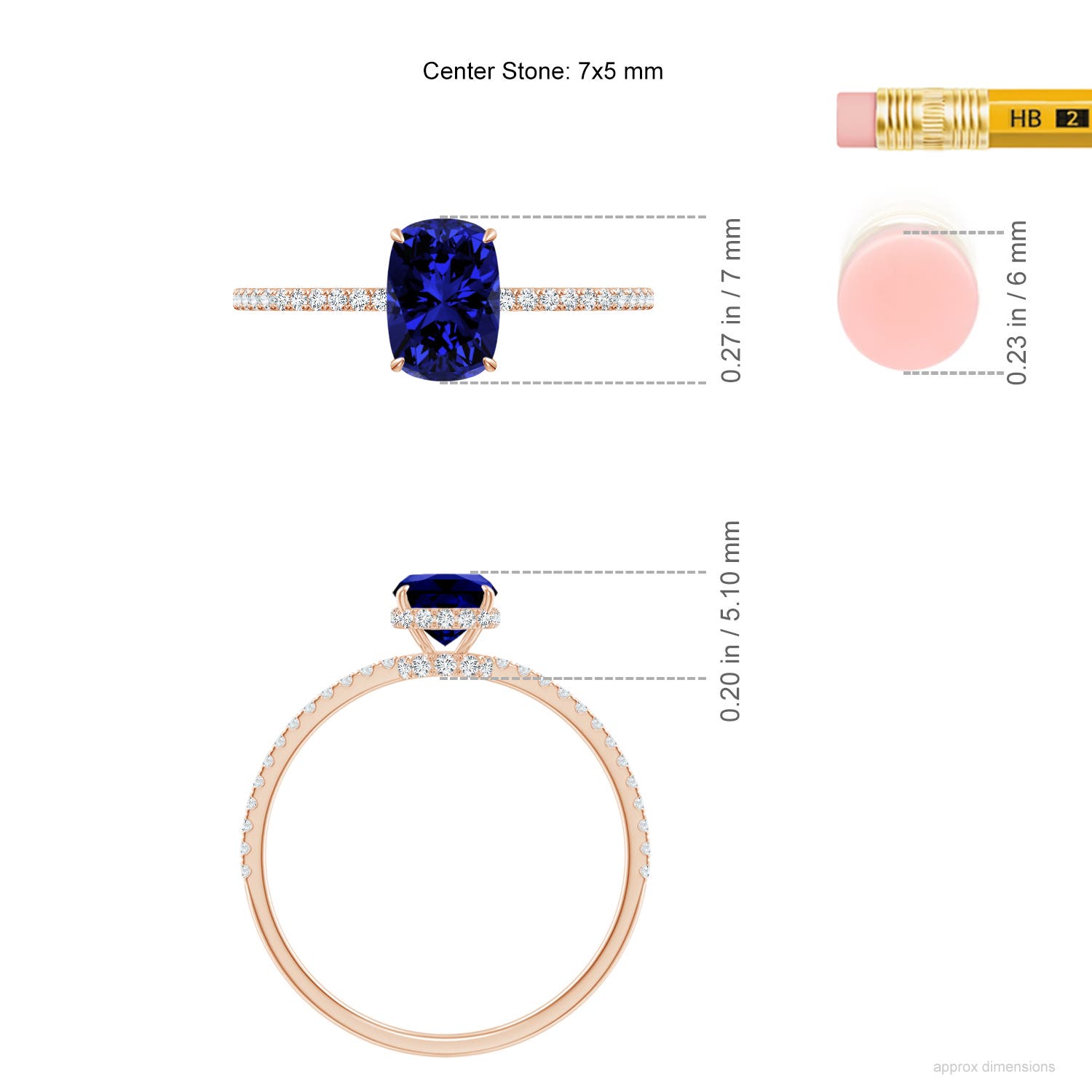 Premium - Lab-Grown Blue Sapphire / 1.28 CT / 14 KT Rose Gold