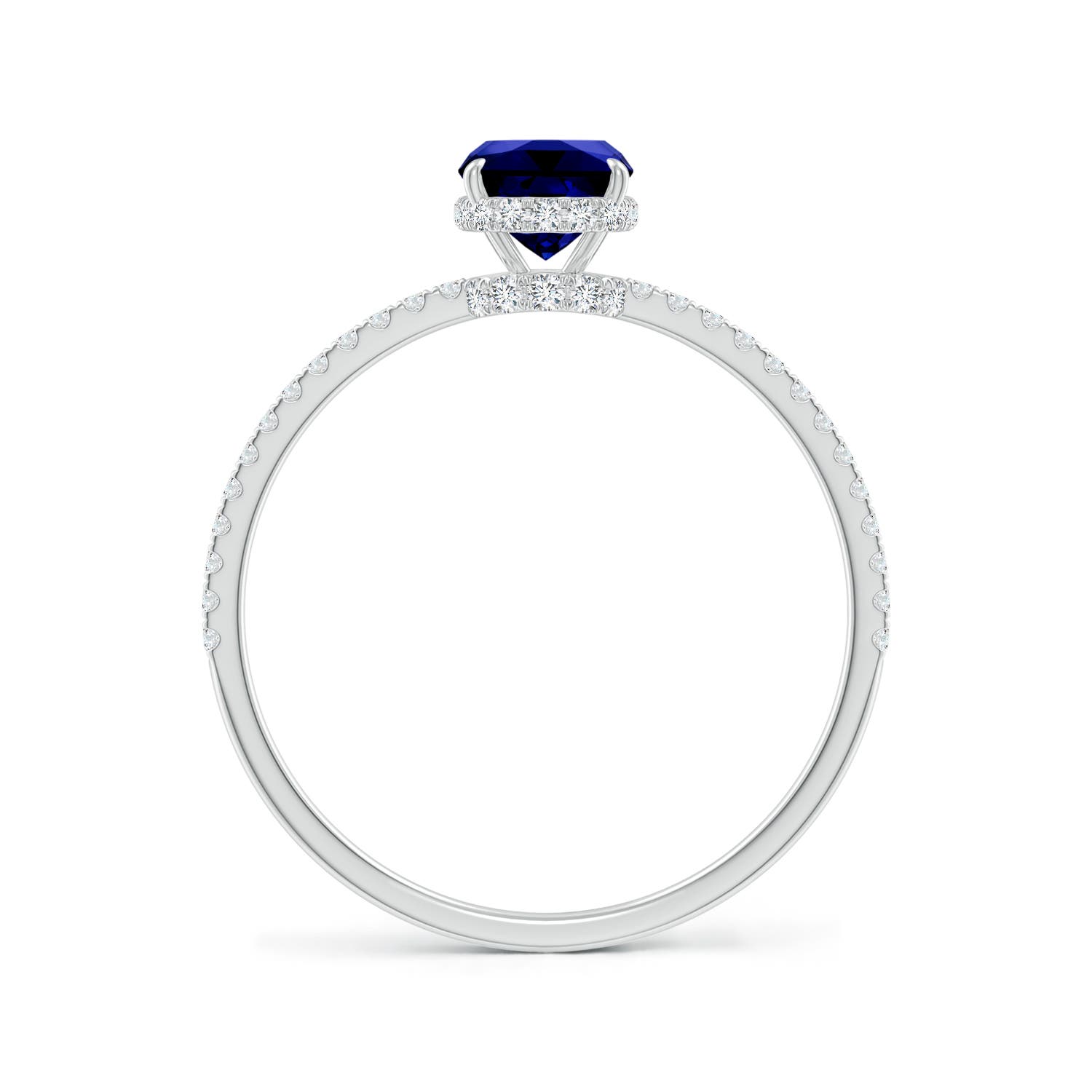 Premium - Lab-Grown Blue Sapphire / 1.28 CT / 14 KT White Gold