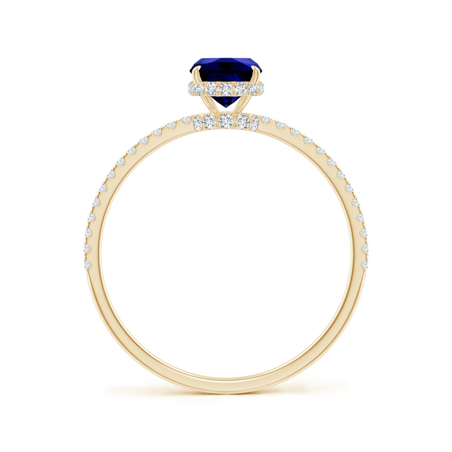 Premium - Lab-Grown Blue Sapphire / 1.28 CT / 14 KT Yellow Gold