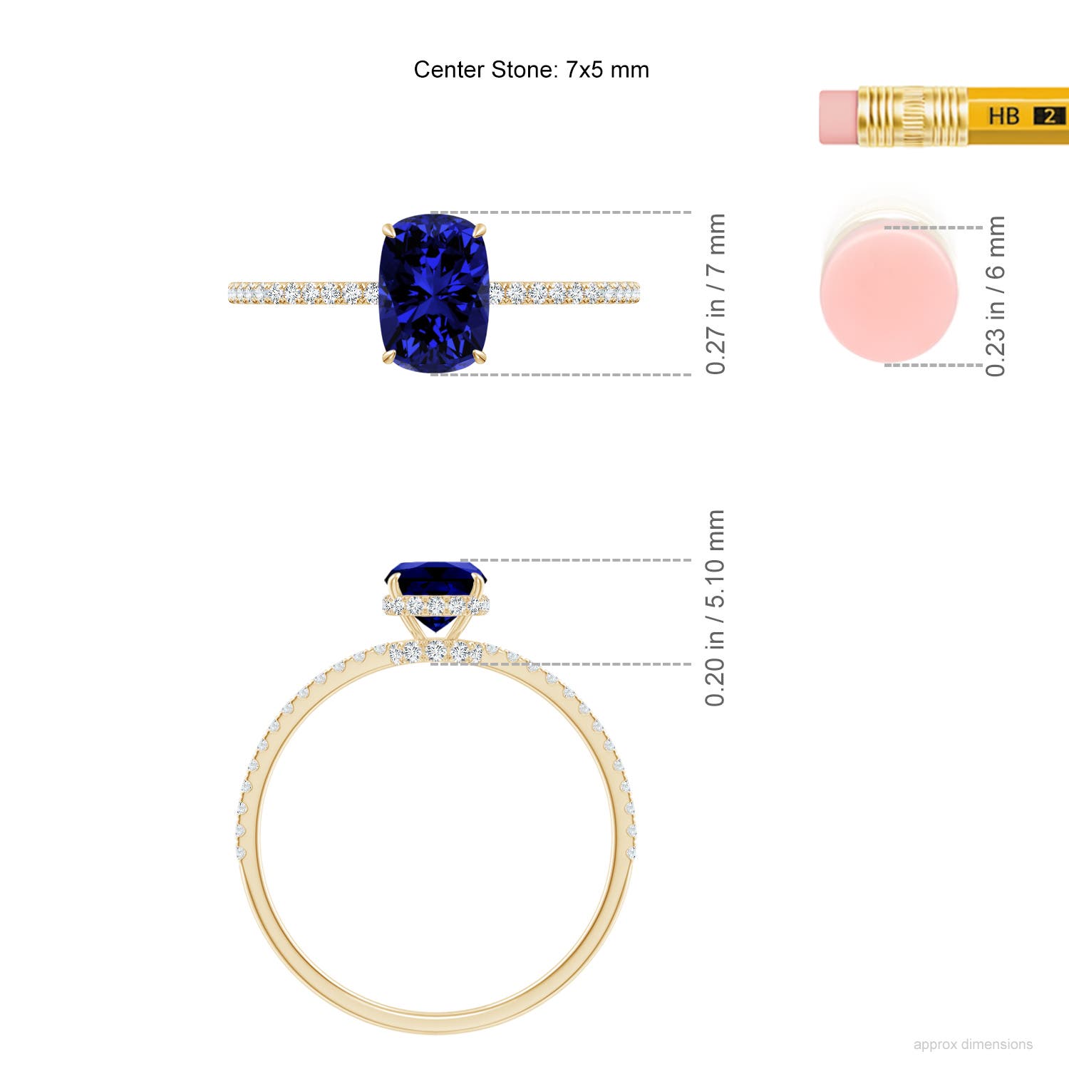 Premium - Lab-Grown Blue Sapphire / 1.28 CT / 14 KT Yellow Gold