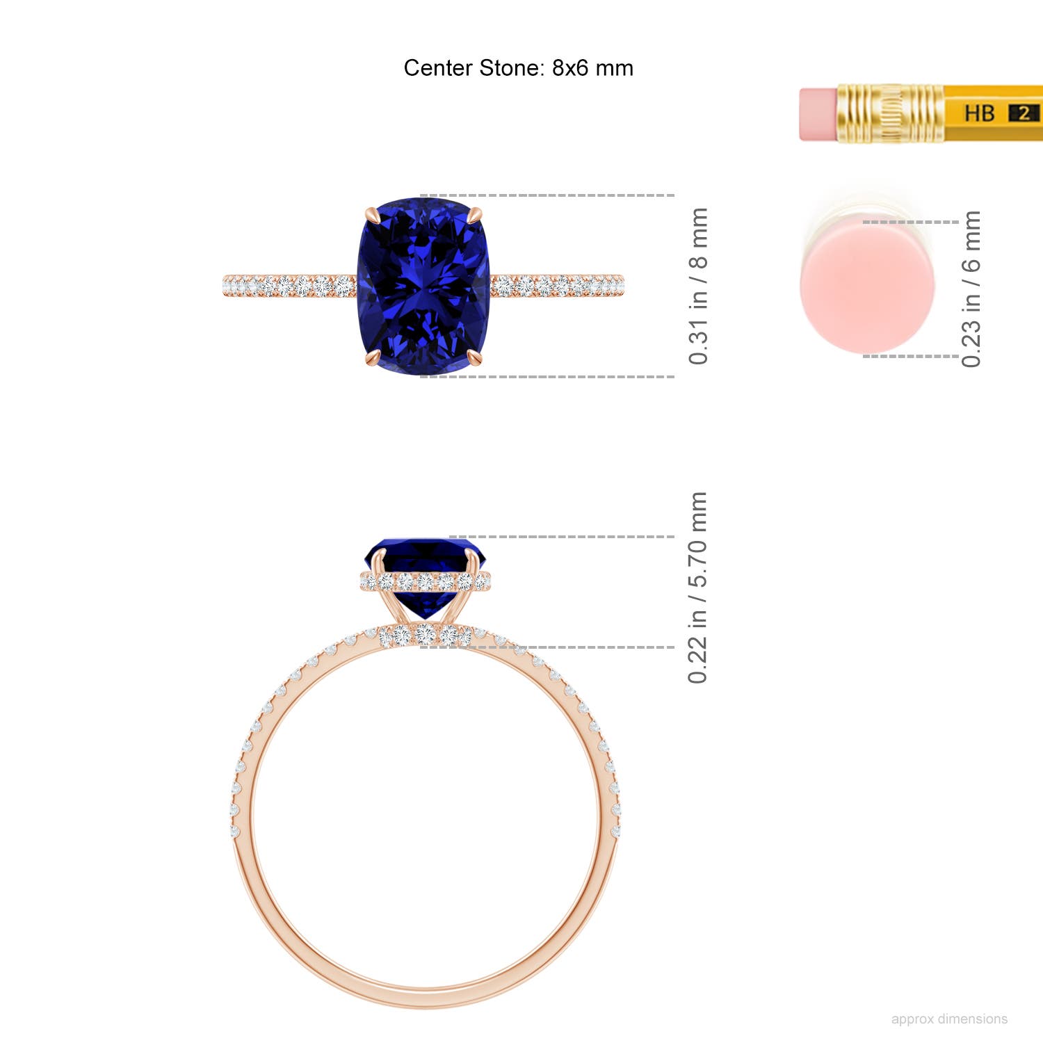 Premium - Lab-Grown Blue Sapphire / 1.8 CT / 14 KT Rose Gold