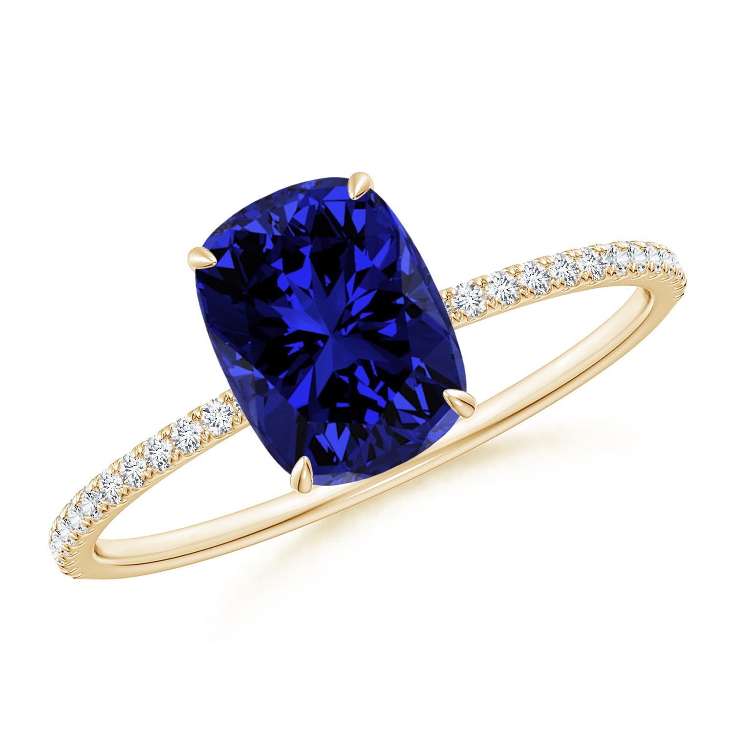 Premium - Lab-Grown Blue Sapphire / 1.8 CT / 14 KT Yellow Gold