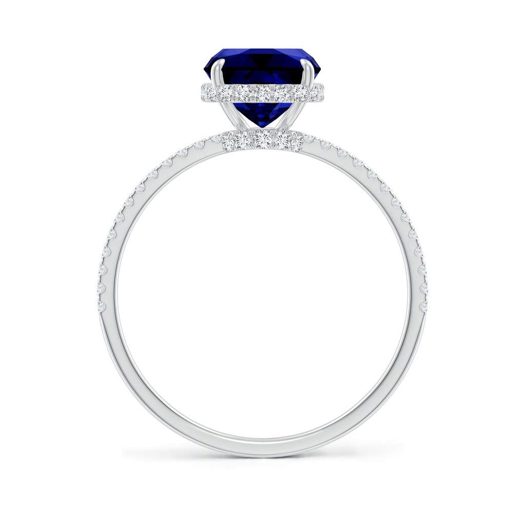 9x7mm Labgrown Lab-Grown Thin Shank Cushion Sapphire Ring with Diamond Accents in White Gold Side 199