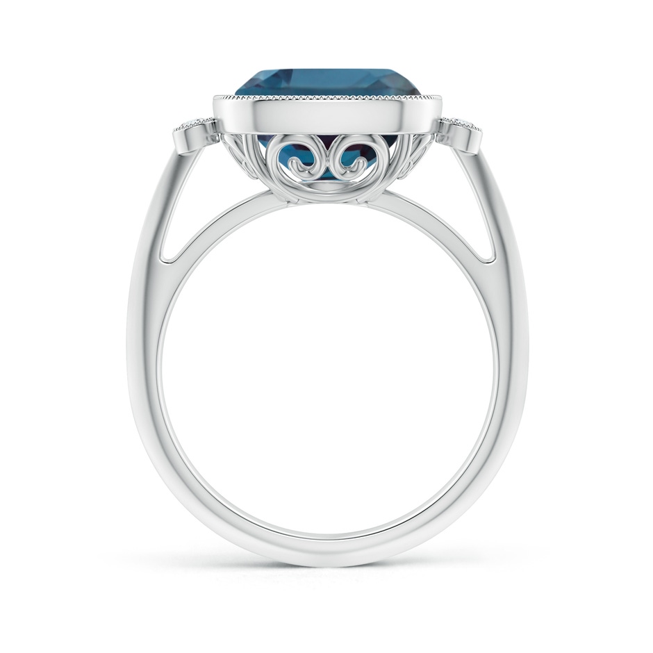 10mm Labgrown Bezel Set Cushion Lab-Grown Alexandrite Ring with Milgrain Detailing in 18K White Gold side 199
