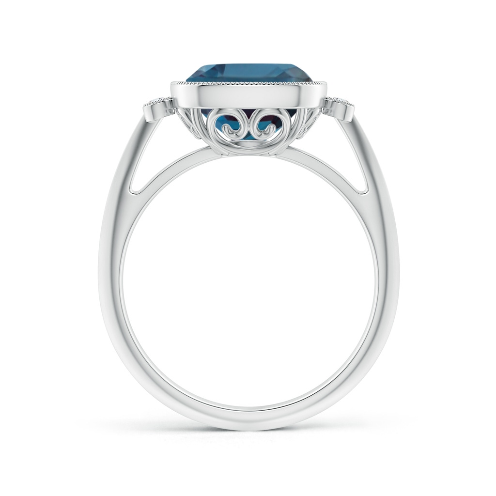 9mm Labgrown Bezel Set Cushion Lab-Grown Alexandrite Ring with Milgrain Detailing in White Gold - side 199