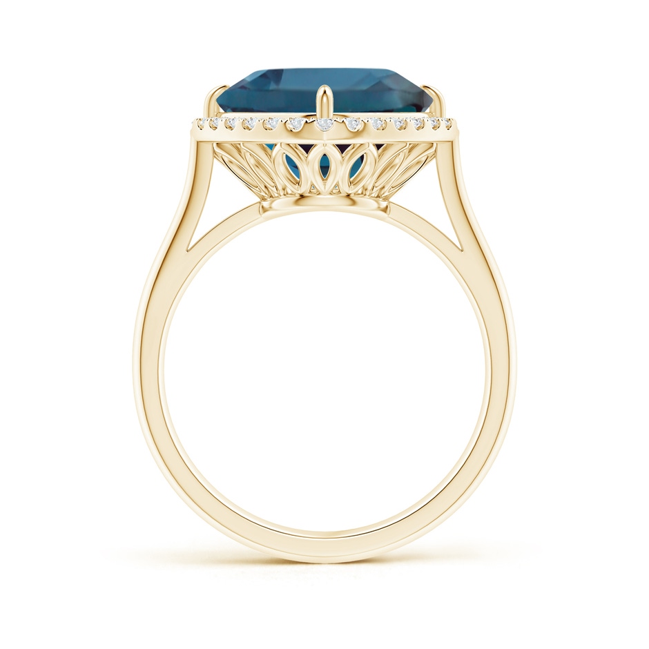 10mm Labgrown Claw-Set Cushion Lab-Grown Alexandrite Cocktail Halo Ring in 18K Yellow Gold side 199
