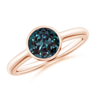 7mm Labgrown Bezel-Set Round Lab-Grown Alexandrite Solitaire Engagement Ring in 9K Rose Gold