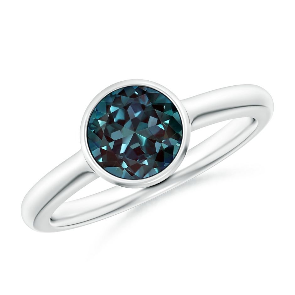 7mm Labgrown Bezel-Set Round Lab-Grown Alexandrite Solitaire Engagement Ring in P950 Platinum 