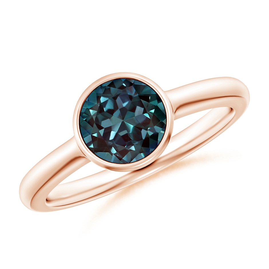 7mm Labgrown Bezel-Set Round Lab-Grown Alexandrite Solitaire Engagement Ring in Rose Gold 