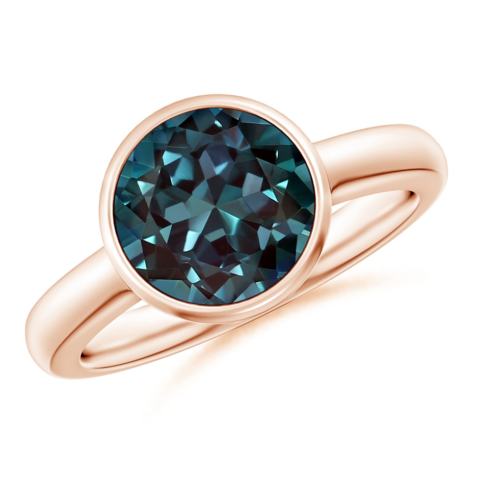 9mm Labgrown Bezel-Set Round Lab-Grown Alexandrite Solitaire Engagement Ring in 18K Rose Gold 