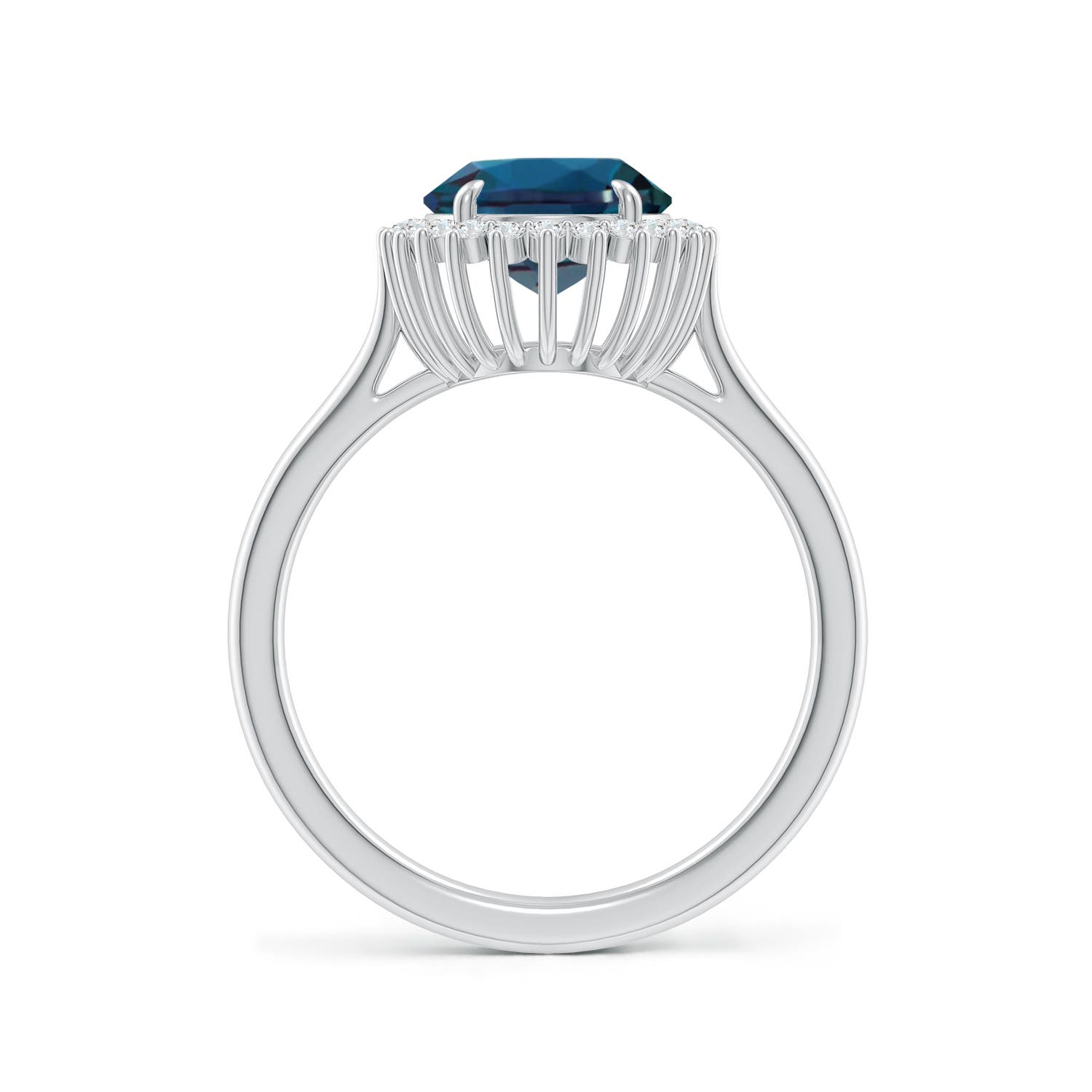 10x8mm Labgrown Classic Oval Lab-Grown Alexandrite Floral Halo Ring in 18K White Gold