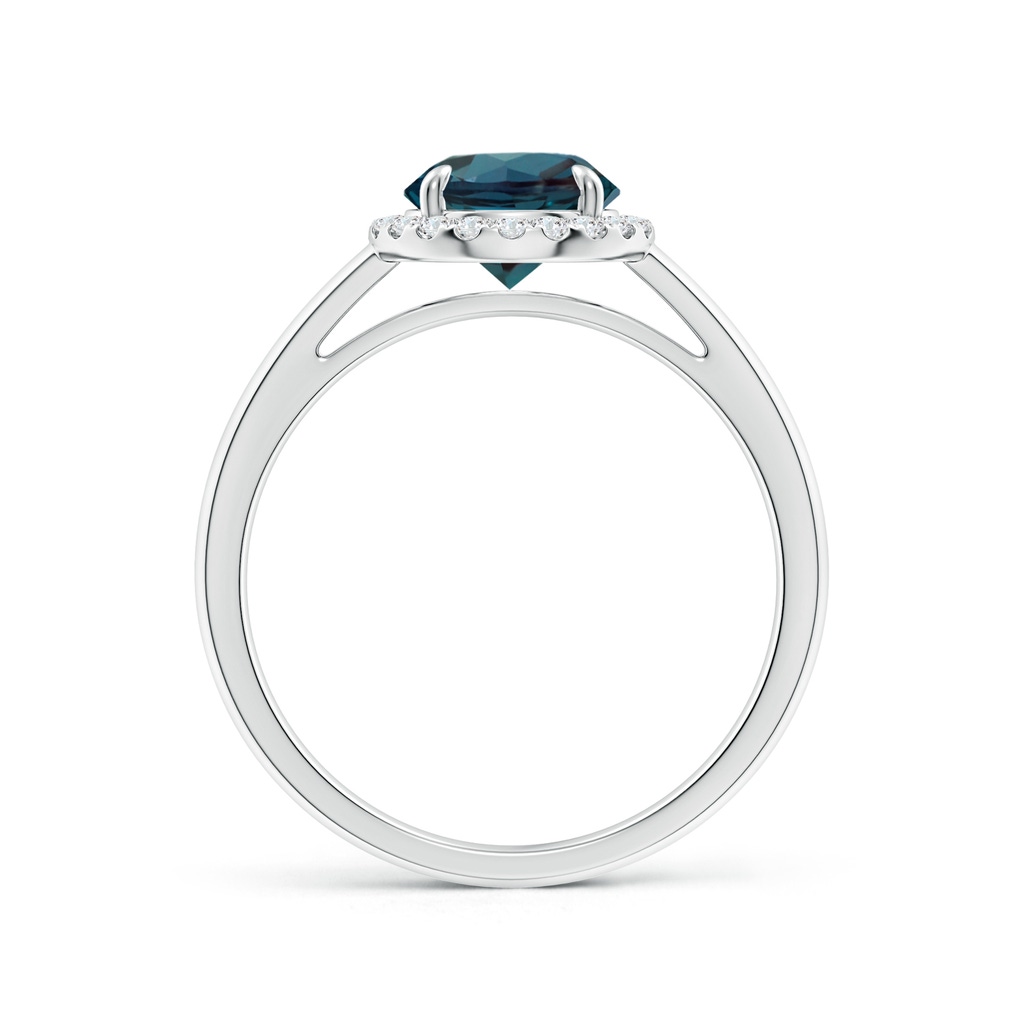 7mm Labgrown Round Lab-Grown Alexandrite Cathedral Ring with Diamond Halo in White Gold - side 199