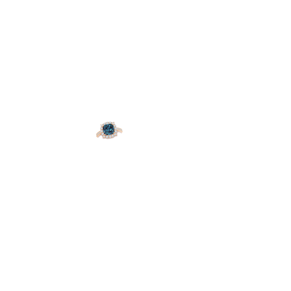 8mm Labgrown Cushion Lab-Grown Alexandrite Cocktail Ring with Diamond Halo in Rose Gold hand