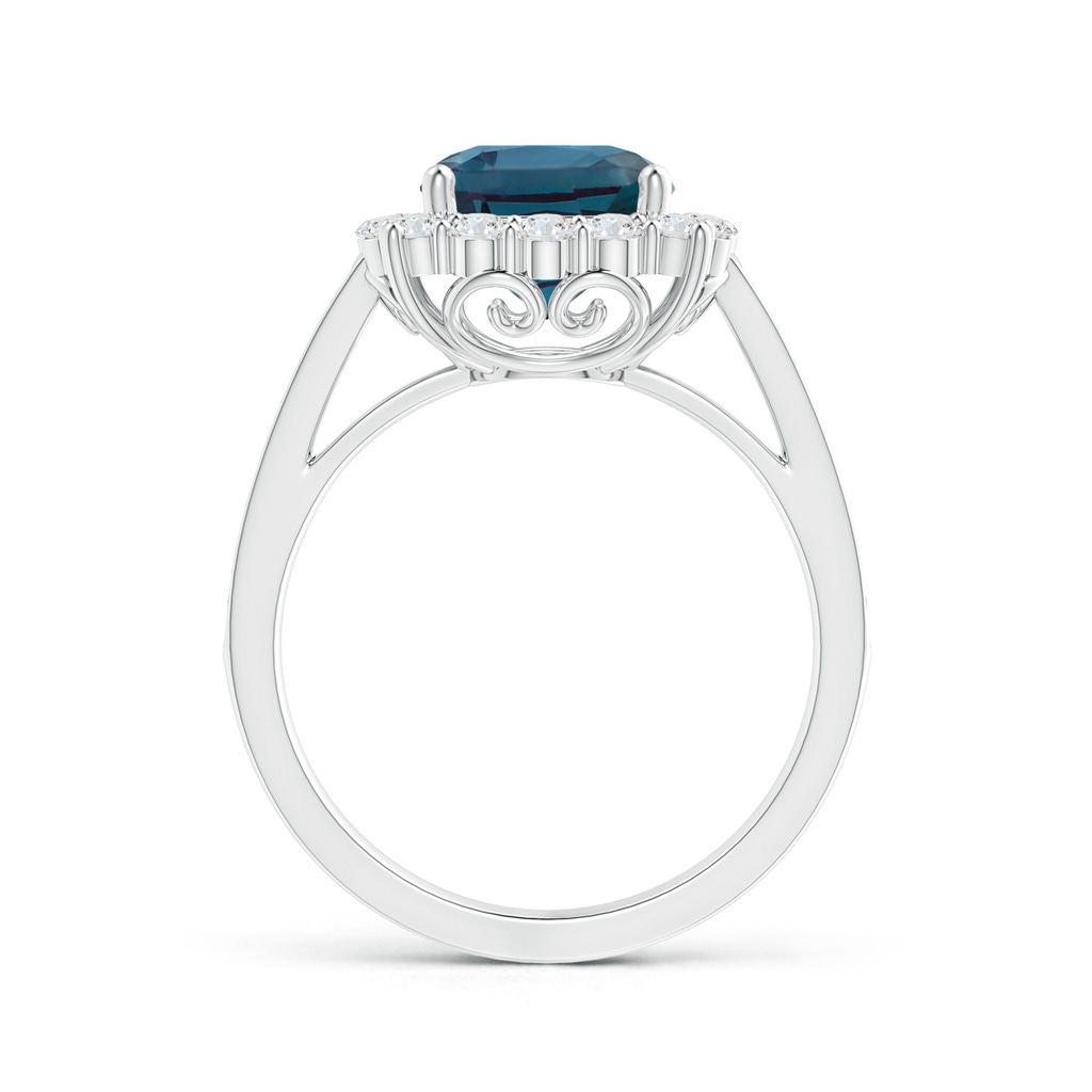 8mm Labgrown Cushion Lab-Grown Alexandrite Cocktail Ring with Diamond Halo in White Gold - side 199