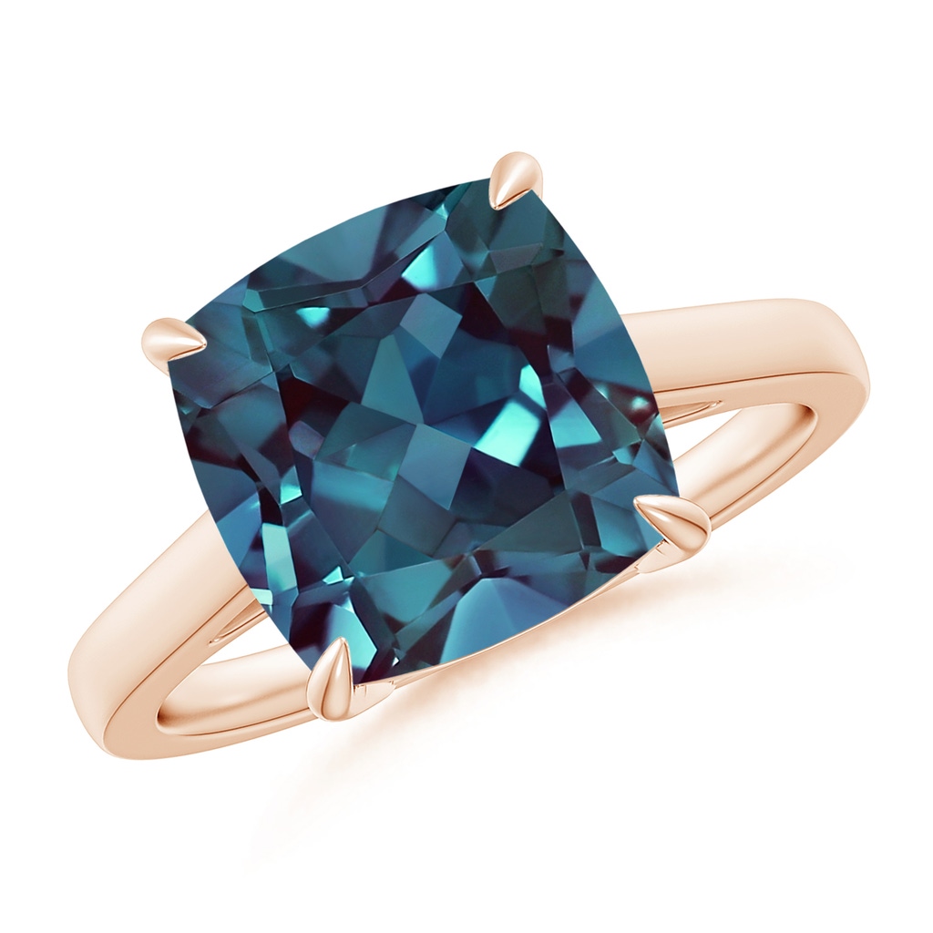 10mm Labgrown Classic Solitaire Cushion Lab-Grown Alexandrite Cocktail Ring in Rose Gold