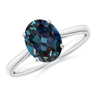 9x7mm Labgrown Oval Solitaire Lab-Grown Alexandrite Cocktail Ring in White Gold