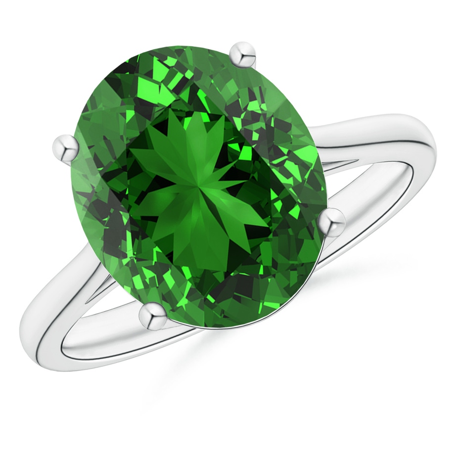 12x10mm Labgrown Lab-Grown Oval Solitaire Emerald Cocktail Ring in P950 Platinum 