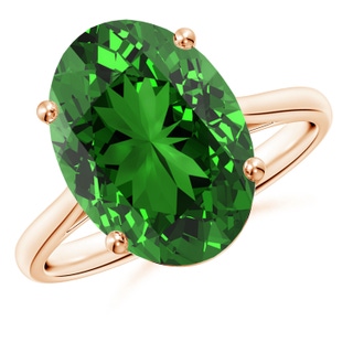 14x10mm Labgrown Lab-Grown Oval Solitaire Emerald Cocktail Ring in 18K Rose Gold