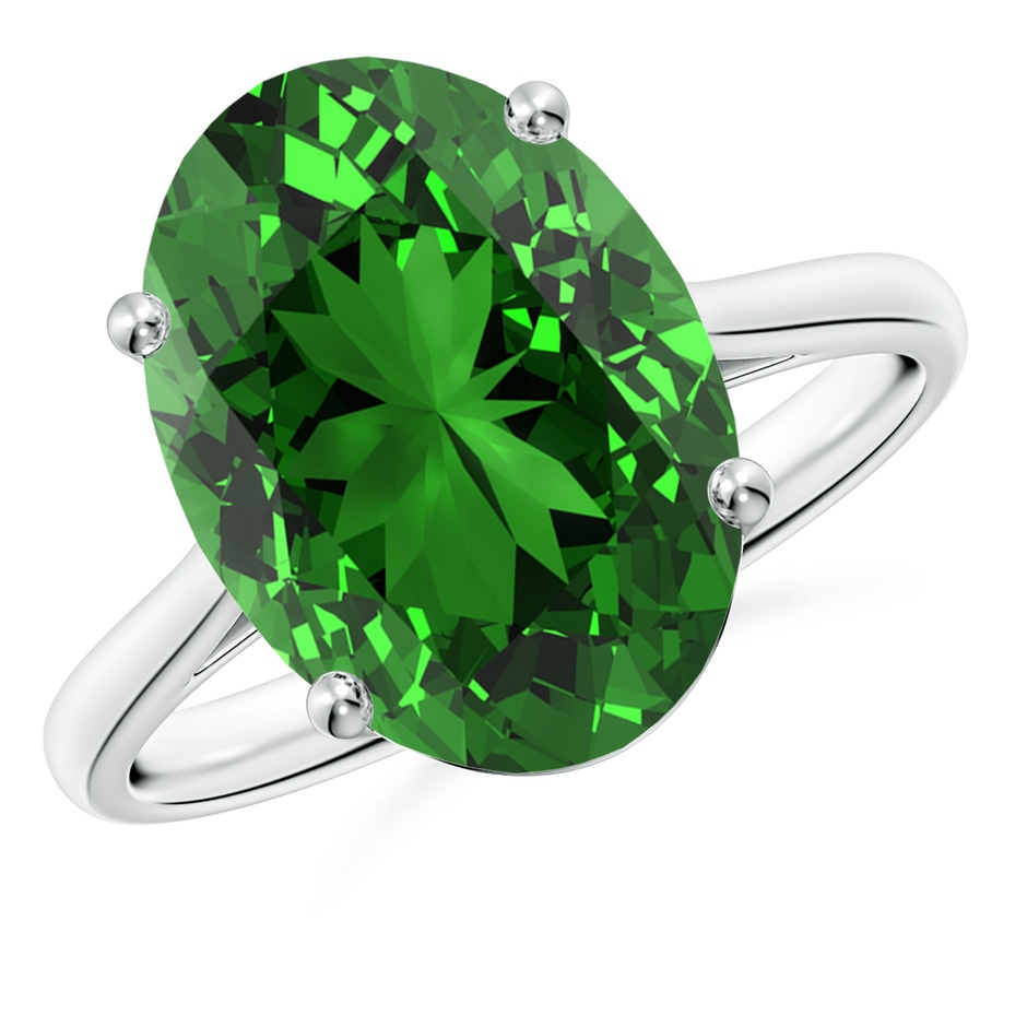 14x10mm Labgrown Lab-Grown Oval Solitaire Emerald Cocktail Ring in P950 Platinum 