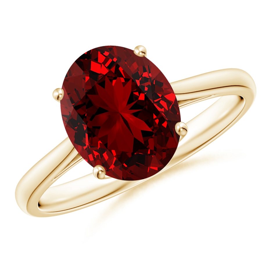 10x8mm Labgrown Lab-Grown Oval Solitaire Ruby Cocktail Ring in 18K Yellow Gold 