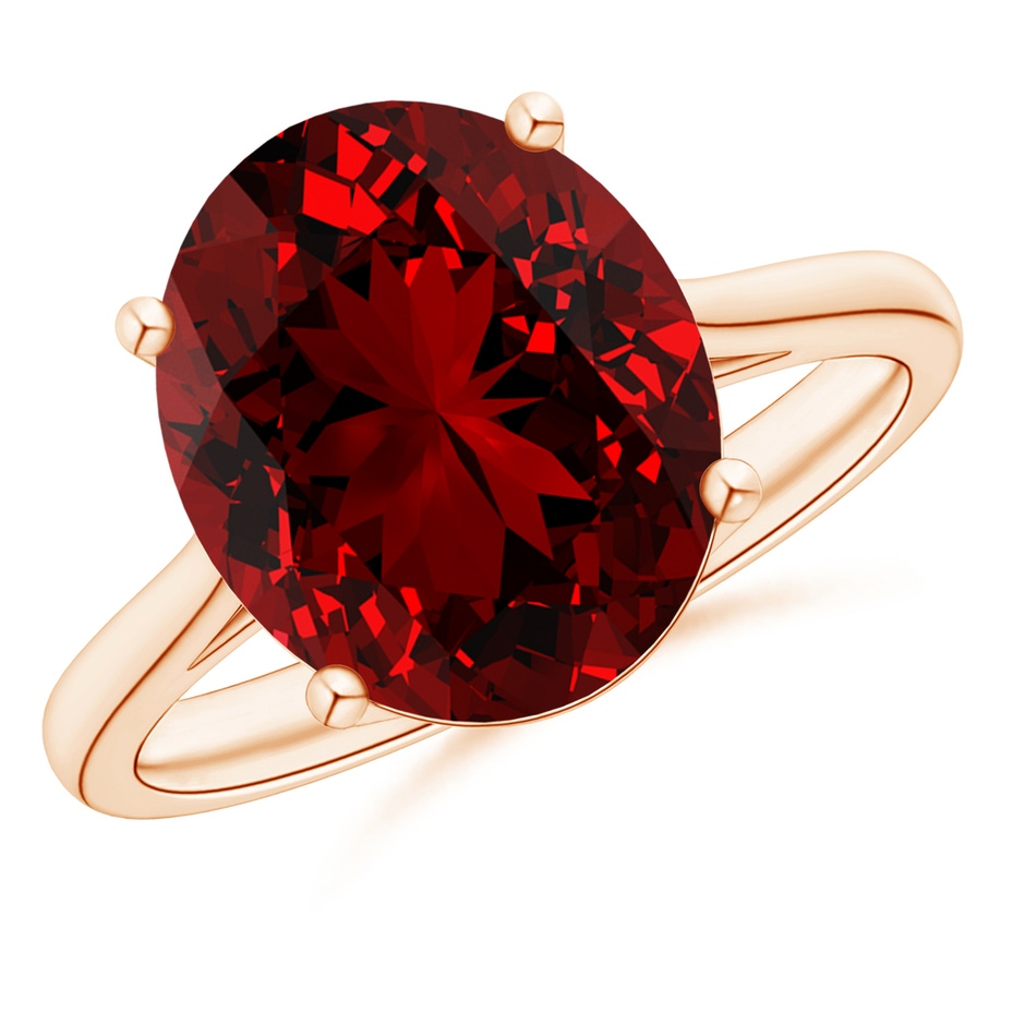 12x10mm Labgrown Lab-Grown Oval Solitaire Ruby Cocktail Ring in Rose Gold 