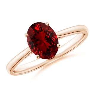 8x6mm Labgrown Lab-Grown Oval Solitaire Ruby Cocktail Ring in 9K Rose Gold