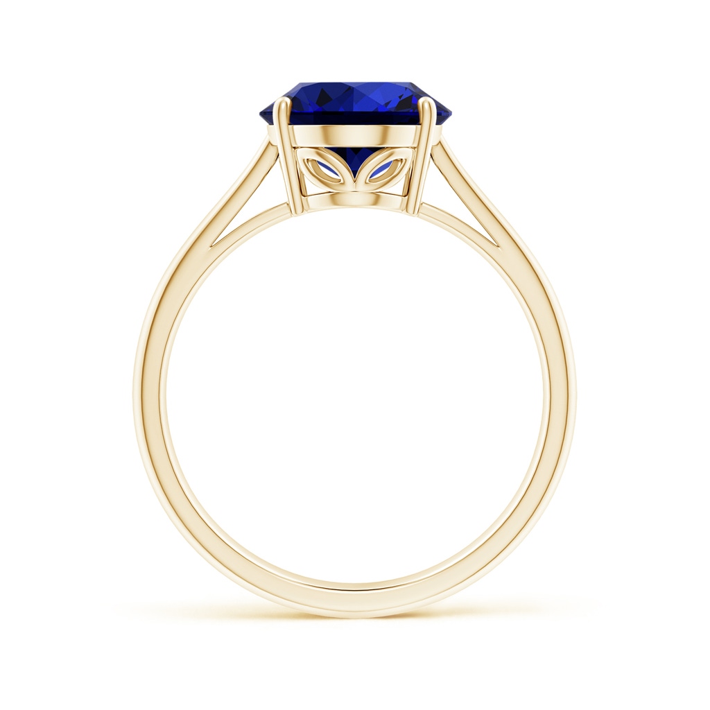 10x8mm Labgrown Lab-Grown Oval Solitaire Blue Sapphire Cocktail Ring in Yellow Gold Side 199