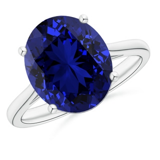 12x10mm Labgrown Lab-Grown Oval Solitaire Blue Sapphire Cocktail Ring in P950 Platinum