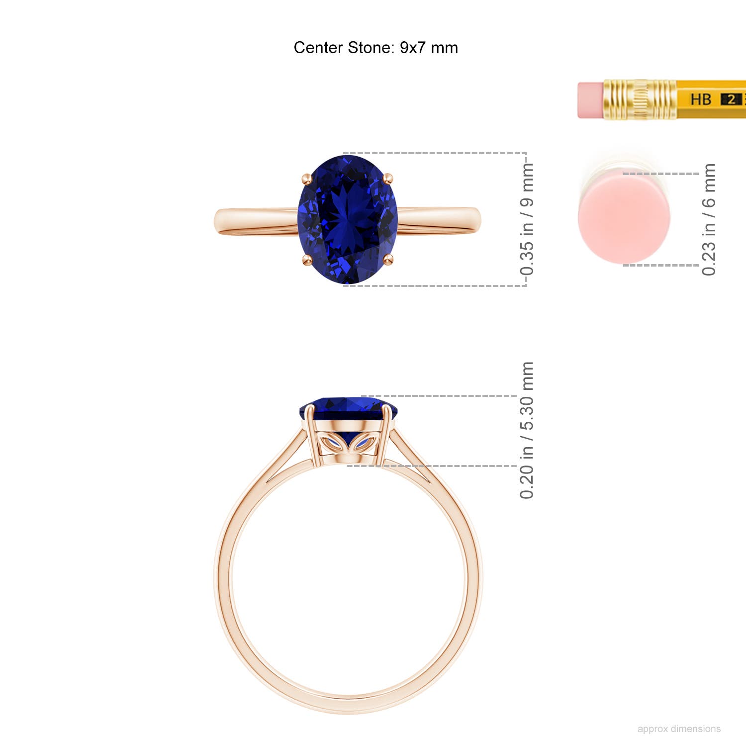 Premium - Lab-Grown Blue Sapphire / 2 CT / 14 KT Rose Gold