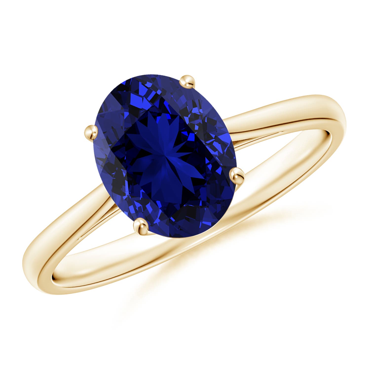 Premium - Lab-Grown Blue Sapphire / 2 CT / 14 KT Yellow Gold