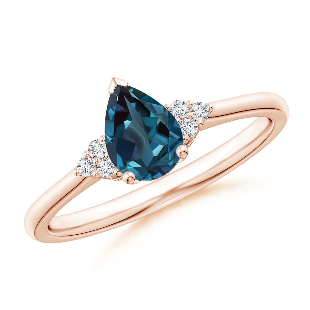 7x5mm Labgrown Pear Lab-Grown Alexandrite Solitaire Ring with Trio Diamonds in Rose Gold