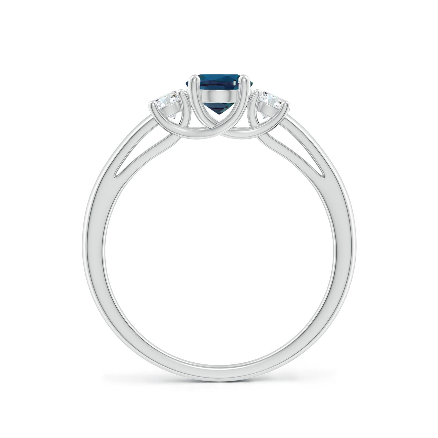 7x5mm Labgrown Oval Lab-Grown Alexandrite Ring with Diamond Accents in 18K White Gold