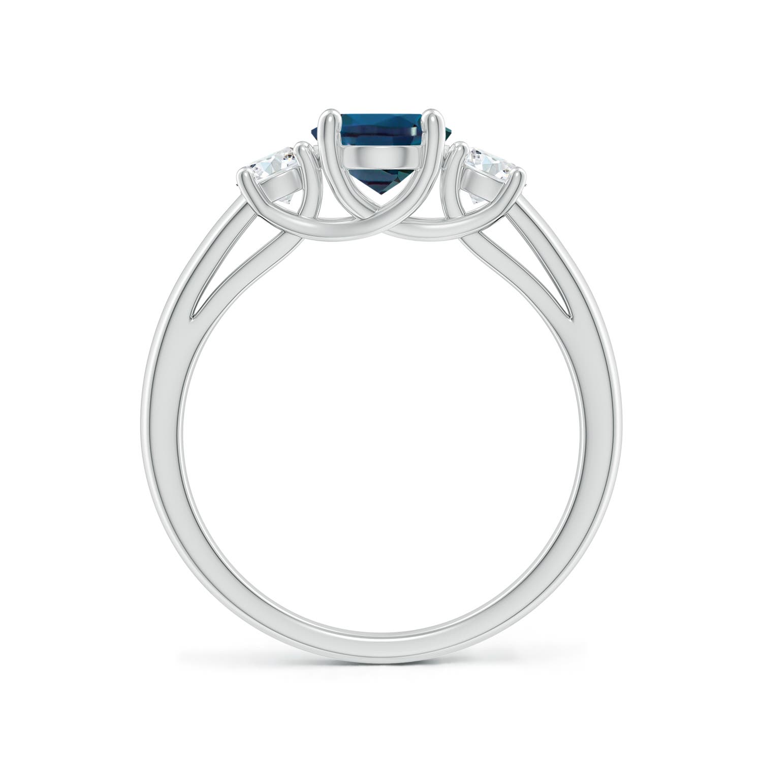 8x6mm Labgrown Oval Lab-Grown Alexandrite Ring with Diamond Accents in White Gold - side 3