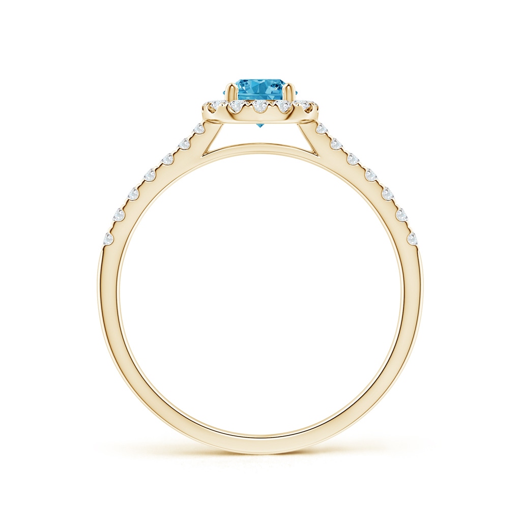 4.5mm Labgrown Round Lab-Grown Fancy Intense Blue Diamond Halo Ring with Accents in Yellow Gold - side 199