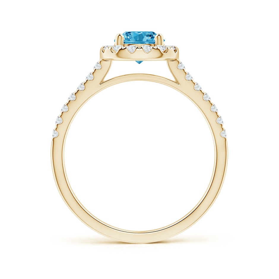 5.8mm Labgrown Round Lab-Grown Fancy Intense Blue Diamond Halo Ring with Accents in Yellow Gold side 199