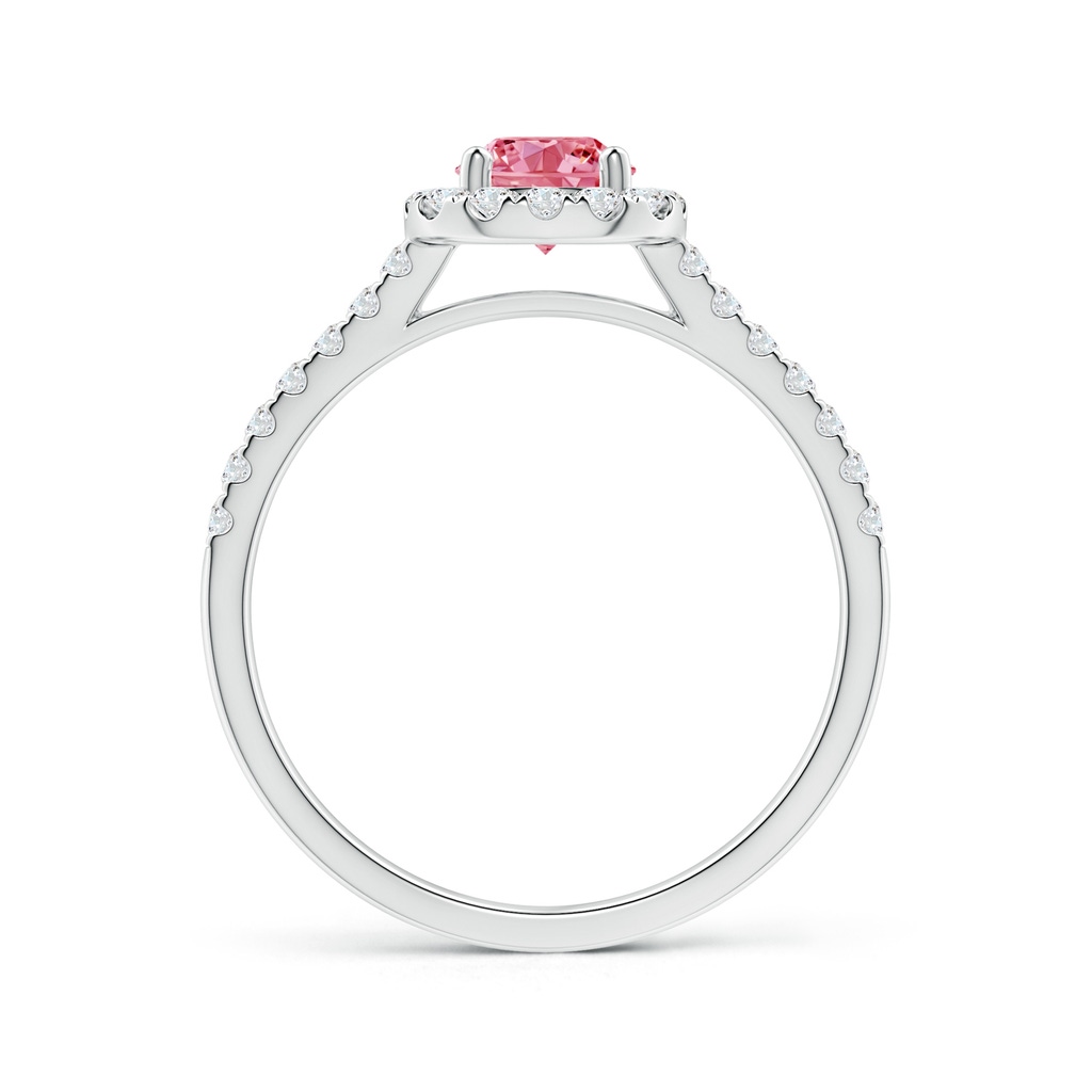 5.2mm Labgrown Round Lab-Grown Fancy Intense Pink Diamond Halo Ring with Accents in White Gold - side 199