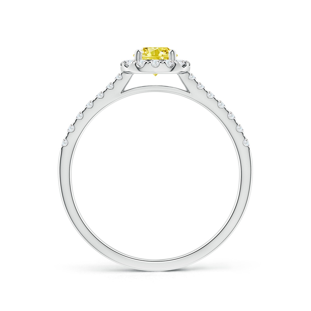 4.5mm Labgrown Round Lab-Grown Fancy Intense Yellow Diamond Halo Ring with Accents in P950 Platinum - side 199