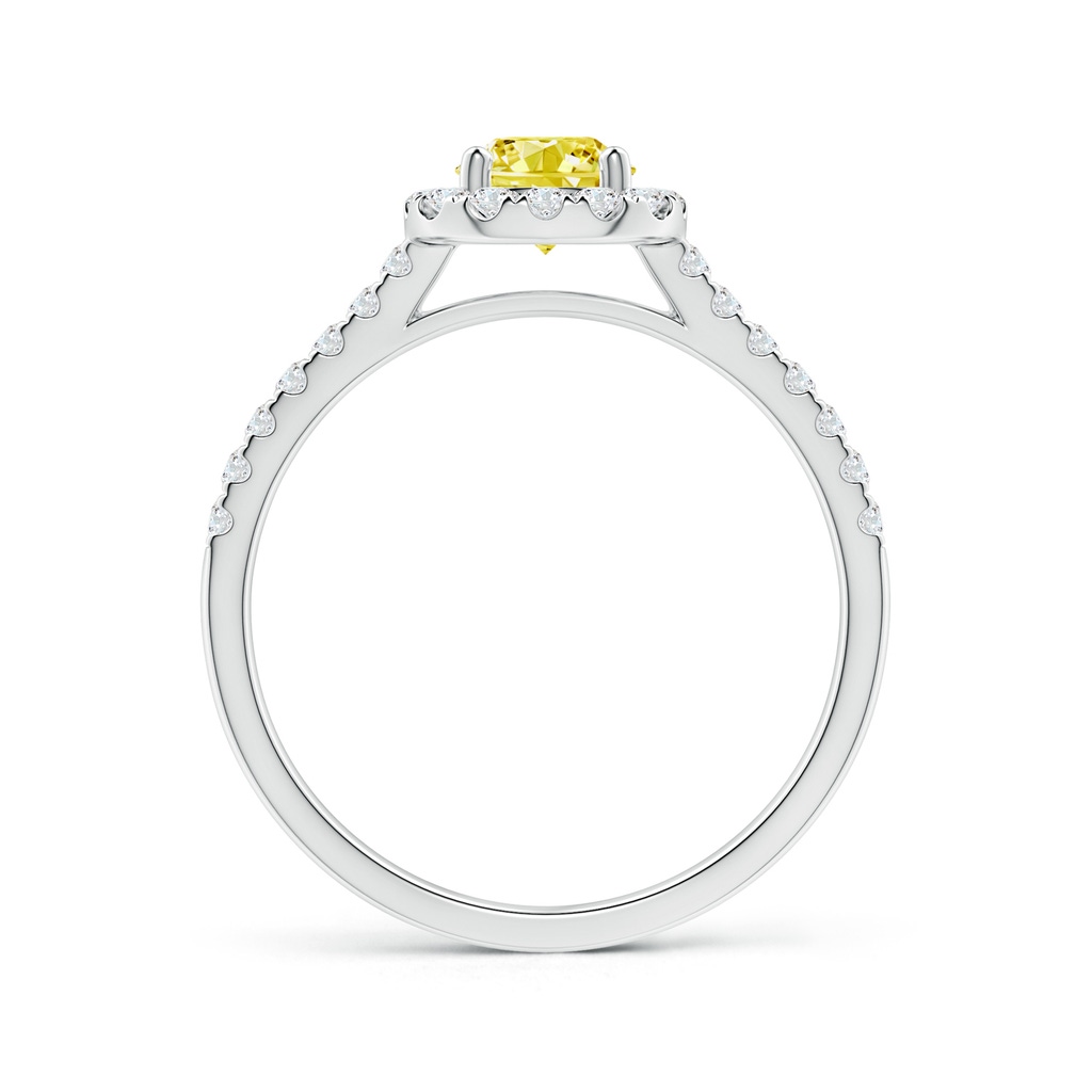 5.2mm Labgrown Round Lab-Grown Fancy Intense Yellow Diamond Halo Ring with Accents in White Gold - side 199
