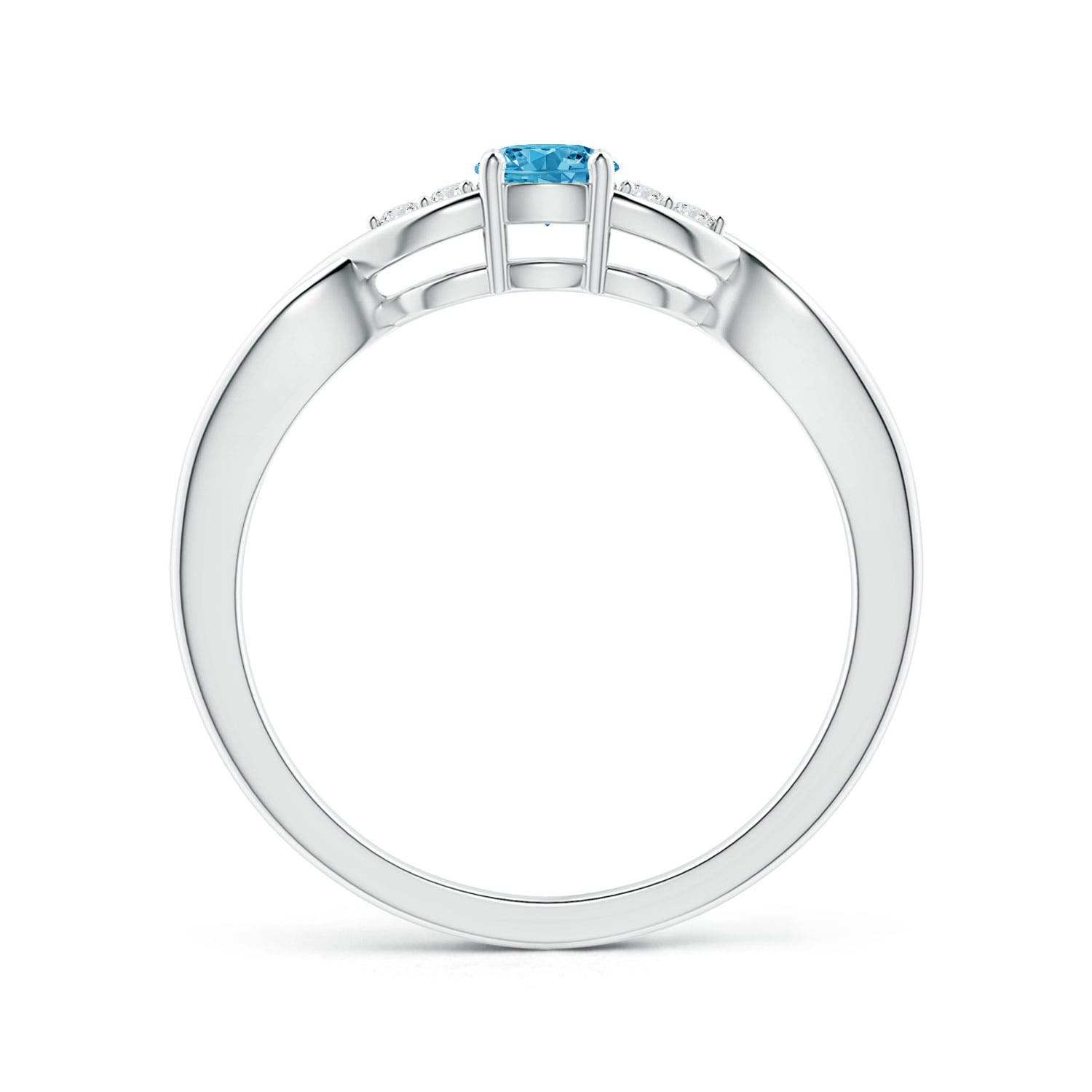 4.1mm Labgrown Infinity Twist Round Lab-Grown Fancy Intense Blue Diamond Promise Ring with Prong Set in 18K White Gold