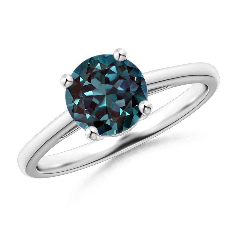 7mm Labgrown Classic Prong-Set Round Lab-Grown Alexandrite Solitaire Ring in 18K White Gold 