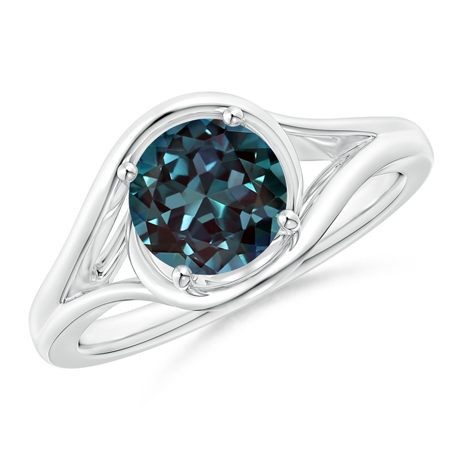 7mm Labgrown Twist Split Shank Solitaire Lab-Grown Alexandrite Ring in P950 Platinum 