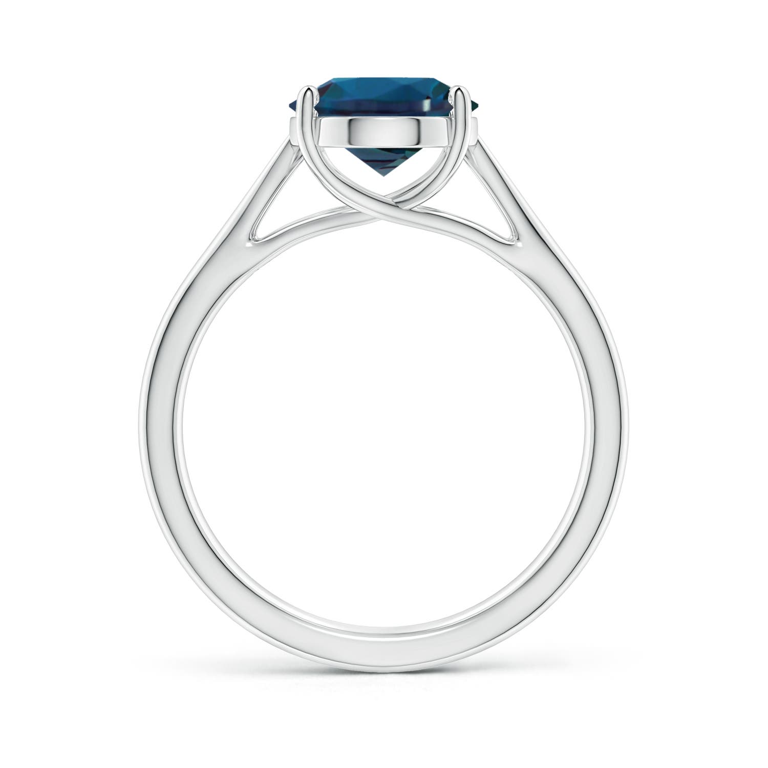 10x8mm Labgrown Prong-Set Oval Lab-Grown Alexandrite Cathedral Solitaire Ring in 18K White Gold