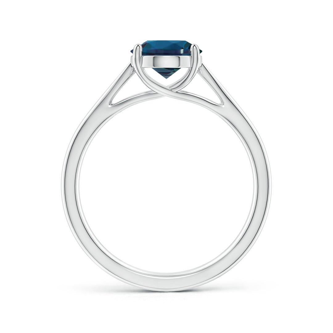 9x7mm Labgrown Prong-Set Oval Lab-Grown Alexandrite Cathedral Solitaire Ring in White Gold - side 3