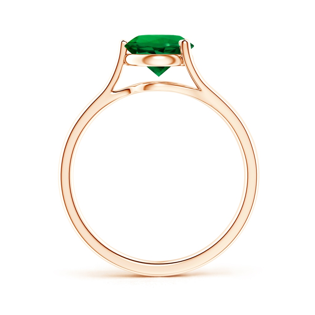 7mm Labgrown Lab-Grown One Sided Split Shank Round Emerald Solitaire Ring in Rose Gold - side 199