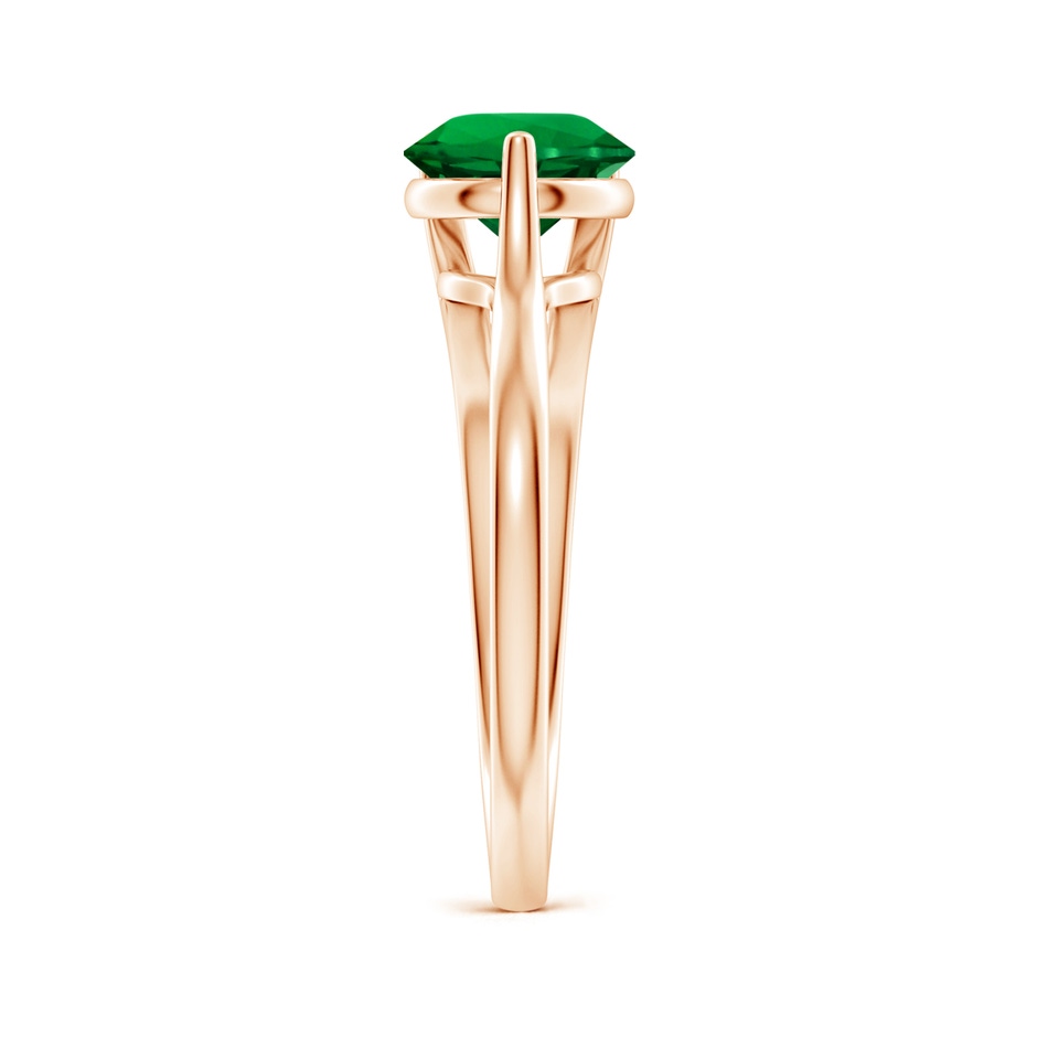 7mm Labgrown Lab-Grown One Sided Split Shank Round Emerald Solitaire Ring in Rose Gold side 299