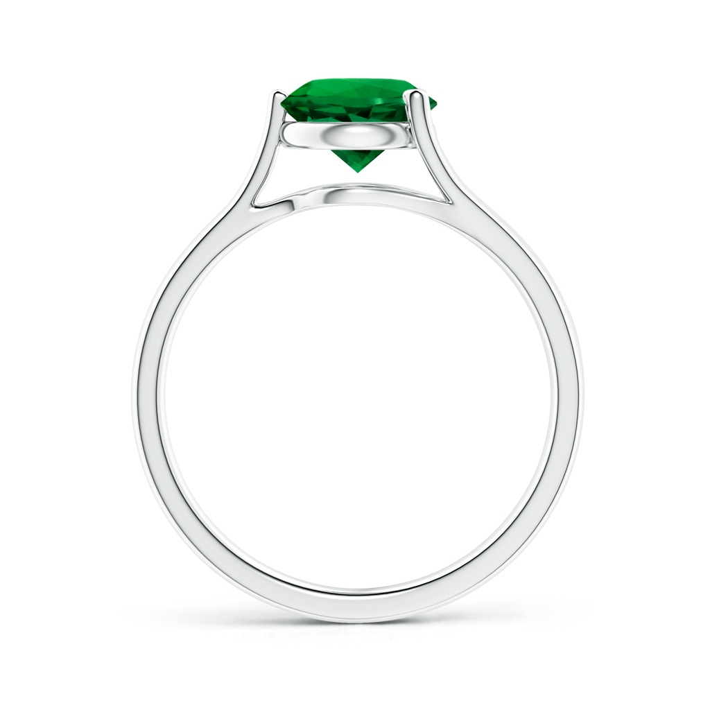 7mm Labgrown Lab-Grown One Sided Split Shank Round Emerald Solitaire Ring in S999 Silver - side 199