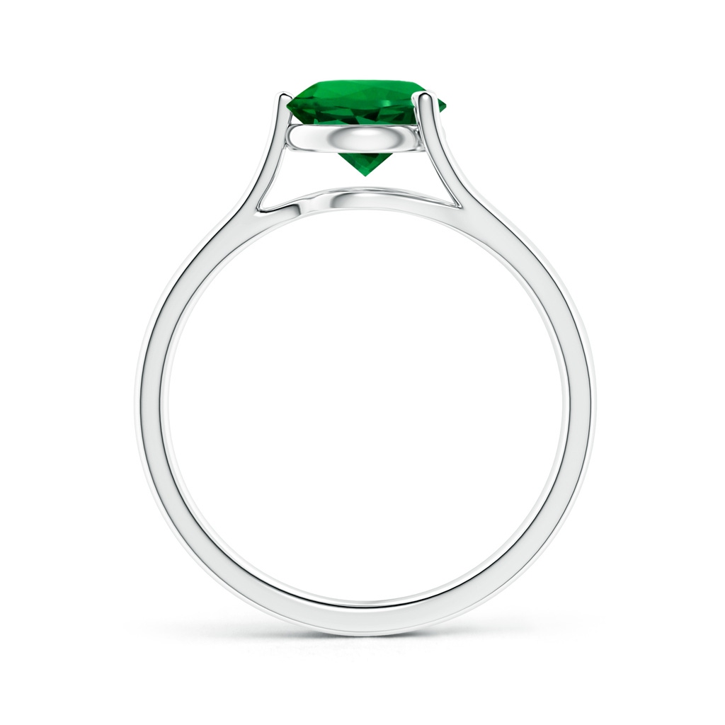 7mm Labgrown Lab-Grown One Sided Split Shank Round Emerald Solitaire Ring in White Gold Side 199
